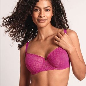 BRAVISSIMO | Penelope Fushia Lace Balconette Non-Padded Bra Size 30G UK / 30I US